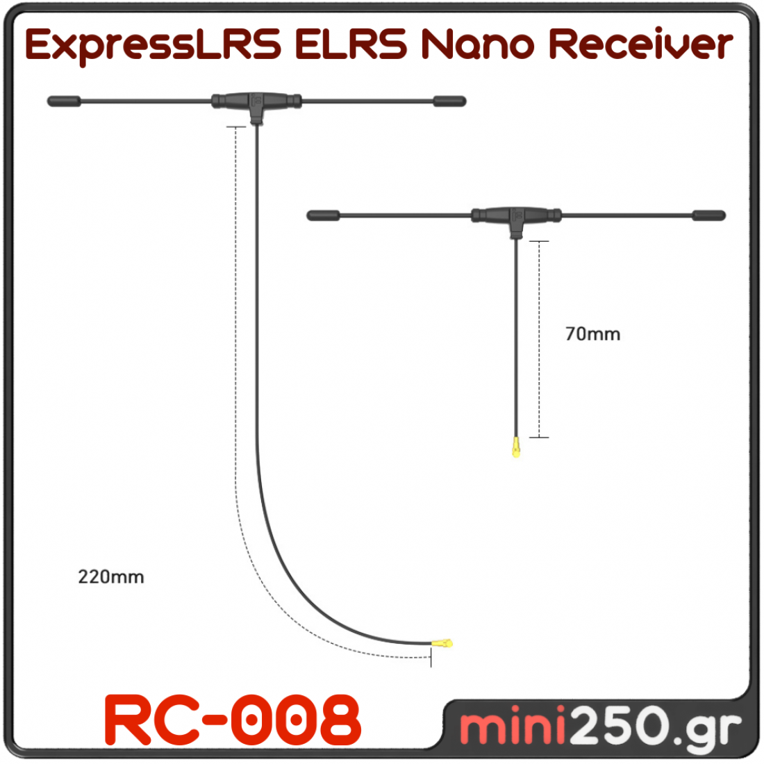 ExpressLRS ELRS Receiver 868/915 RX RX+220mm Antenna RC-008