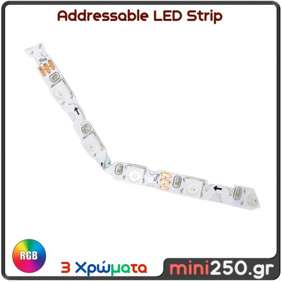 Addressable Strip Ψηφιακή Ταινία LED RGB Nano Zig Zag S SMD 5050 14.4W/m 60LED/m 20PIXEL/m 1152lm/m 120° DC 12V IP20 Λευκό Σώμα Μ2000 x Π6 x Υ2mm - Συσκευασία 2 Μέτρων 90606