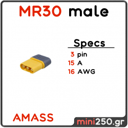 MR30 AMASS Connector Αρσενικό 3 PIN 15A MPN: EL-0049