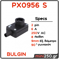 PX0956/S BULGIN Connector Φις Θηλυκό 8 PIN γωνιακό 90° 6A MPN: EL-0065