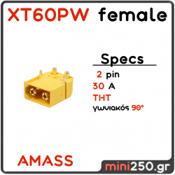XT60PW AMASS Connector Θηλυκό 2 PIN 30A MPN: EL-0068