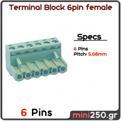6PIN female 5,08mm Pitch PCB Screw Terminal Block πράσινο MPN: EL-0093