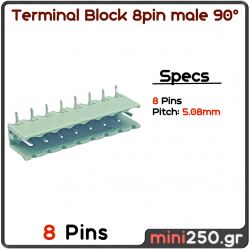 8PIN male γωνιακό 90° 5,08mm Pitch PCB Screw Terminal Block πράσινο MPN: EL-0095