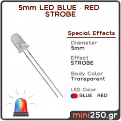 5mm LED BLUE - RED  STROBE
