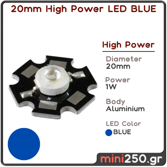 20mm High Power LED BLUE 1W