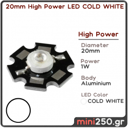 20mm High Power LED COLD WHITE 1W