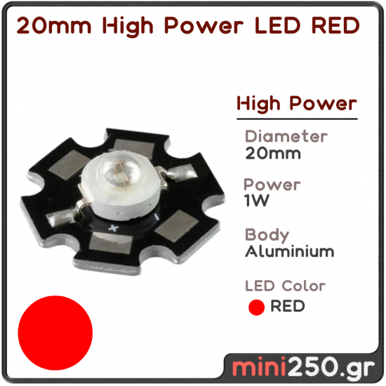 20mm High Power LED RED 1W