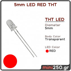 5mm LED RED THT - 10 τεμάχια