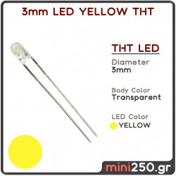 3mm LED YELLOW THT - 10 τεμάχια