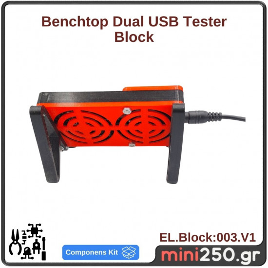 Benchtop Dual USB Tester Block 20W Vin 6V .. 32V DC EL.Block:003.V1