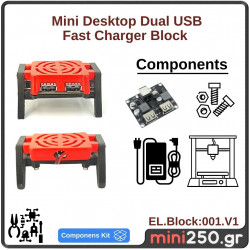 Mini Desktop Dual USB Fast Charger Block 20W Vin 6V .. 32V DC EL.Block:001.V1