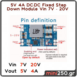 5V 4A DC-DC Fixed Step Down Module Vin ( 5V ~ 20V ) EL-0005-5V