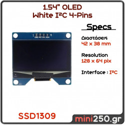 1.54" OLED White I²C 4-Pins EL-0101