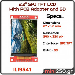 2.2" SPI TFT LCD With PCB Adapter and SD EL-0099