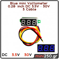 Blue mini Voltometer ( 0.28" inch ) DC 3.5V ~ 30V ( 3 Cable ) EL-0001-B