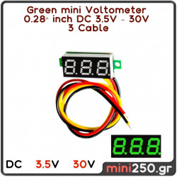 Green mini Voltometer ( 0.28" inch ) DC 3.5V ~ 30V ( 3 Cable ) EL-0001-G