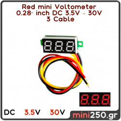 Red mini Voltometer ( 0.28" inch ) DC 3.5V ~ 30V ( 3 Cable ) EL-0001-R
