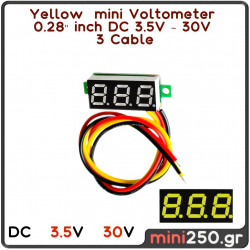 Yellow mini Voltometer ( 0.28" inch ) DC 3.5V ~ 30V ( 3 Cable ) EL-0001-Y