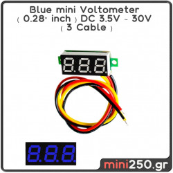 Blue mini Voltometer ( 0.28" inch ) DC 3.5V ~ 30V ( 3 Cable )