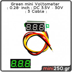 Green mini Voltometer ( 0.28" inch ) DC 3.5V ~ 30V ( 3 Cable )