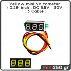 Yellow mini Voltometer ( 0.28" inch ) DC 3.5V ~ 30V ( 3 Cable )