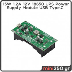 15W 1.2A 12V 18650 UPS Power Supply Module USB Type-C