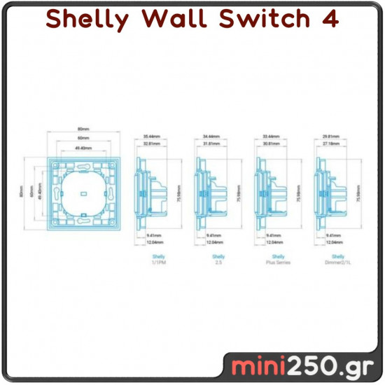 Shelly Wall Switch 4 ( White )
