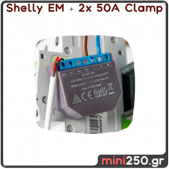 Shelly EM + 50A Clamp  Wi-Fi-Operated Smart Energy Meter and