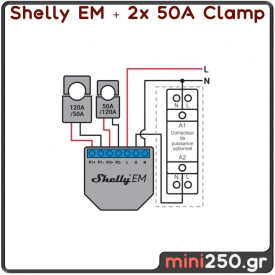 Shelly EM Energy Meter 50A or 120A Clamp - SmartHome
