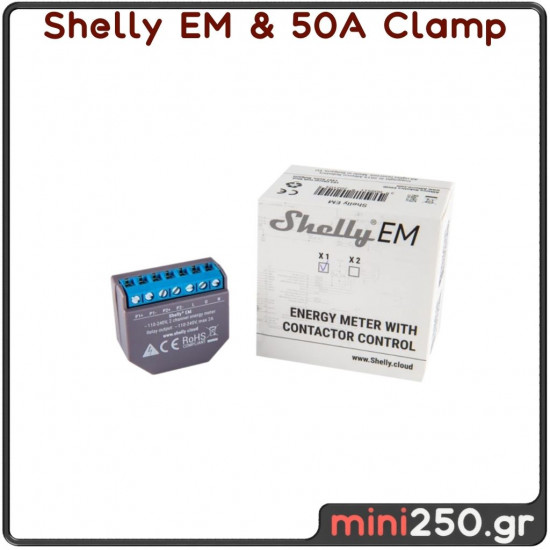 Shelly EM + 50A Clamp