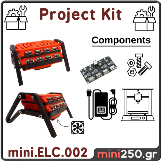 Octa USB Fast Charger Block mini.ELC.002-KIT  ( Project KIT )