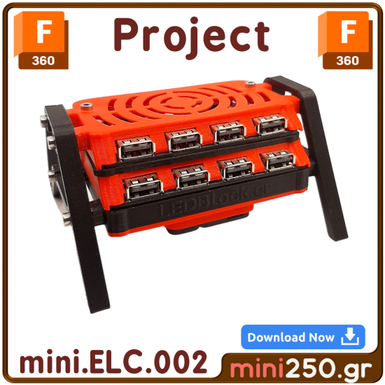 Octa USB Fast Charger Block mini.ELC.002-f3d ( Project in Fusion 360 )